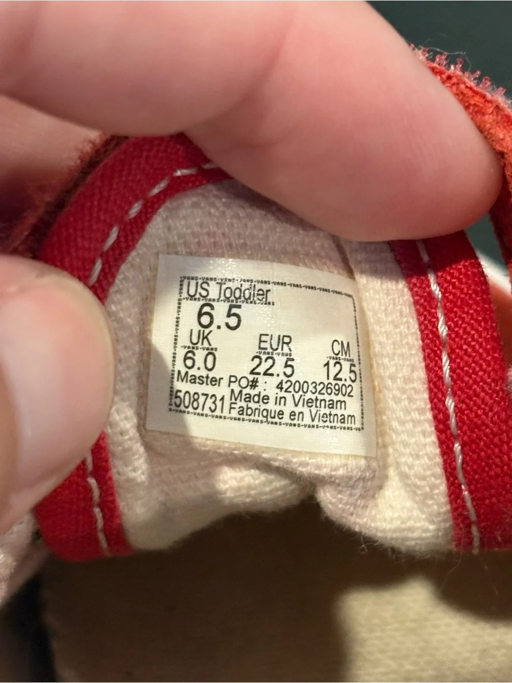 Vans Toddler Size 6.5 Red Classic Canvas Skate Shoes Sneakers Unisex (508731)